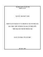 Pháp luật về quản lý và thanh lý tài sản pháp sản qua thực tiễn áp dụng tại Tòa án nhan dân trên địa bàn thành phố Hà Nội