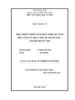Thực hiện chính sách phát triển du lịch bền vững từ thực tiễn huyện mỹ đức, thành phố hà nội
