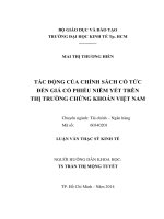 Tác động của chính sách cổ tức đến giá cổ phiếu niêm yết trên TTCK việt nam  