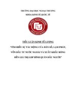 Mối quan hệ giữa tổng thu nhập quốc nội trên đầu người với tổng giá trị xuất khẩu ròng, tỷ lệ lạm phát, vốn đầu tư nước ngoài và dân số giai đoạn 1995 2016 