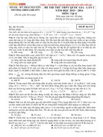 Đề thi thử THPT Quốc gia môn Vật lý năm 2016 trường THPT Chuyên Thái Nguyên (Lần 2) 