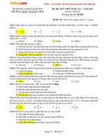 Đề thi thử THPT Quốc gia năm 2016 môn Vật lý trường THPT Nguyễn Huệ, Hà Tĩnh 