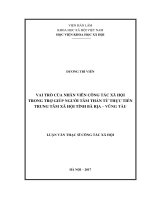Vai trò nhân viên công tác xã hội trợ giúp người tâm thần từ thực tiễn Trung tâm xã hội tỉnh Bà Rịa – Vũng Tàu