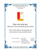 Kiểm định dư lượng kháng sinh nhóm phenicol trong sản phẩm gà thịt 