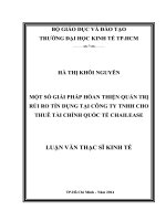 Giải pháp hoàn thiện quản trị rủi ro tín dụng tại công ty TNHH cho thuê tài chính quốc tế chailease 