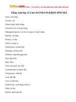 Từ vựng Tiếng Anh lớp 12 Unit 10 ENDANGERED SPECIES 