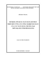 Mở rộng tín dụng ngân hàng để phát triển bền vững cây công nghiệp dài ngày của các ngân hàng thương mại trên địa bàn tỉnh bình dương 