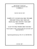 Nghiên cứu vận dụng dạy học tích hợp phối hợp với dạy học theo góc trong dạy học chương chất khí vật lí 10 THPT 