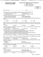 Đề thi thử THPT Quốc gia môn Vật lý năm 2016 trường THPT Chuyên Nguyễn Quang Diêu, Đồng Tháp (Lần 1) 