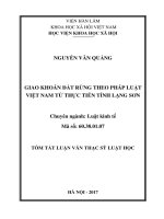 Giao khoán đất rừng theo pháp luật việt nam từ thực tiễn tỉnh lạng sơn (tt)