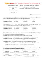 Bộ đề thi thử THPT Quốc gia năm 2017 môn Tiếng Anh CÓ ĐÁP ÁN  Số 1