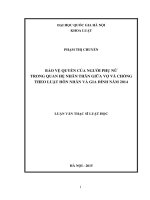 Bảo vệ quyền của người phụ nữ trong quan hệ nhân thân giữa vợ và chồng theo luật hôn nhân và gia đình năm 2014