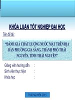 ĐÁNH GIÁ CHẤT LƯỢNG nước mặt TRÊN địa bàn PHƯỜNG GIA SÀNG, THÀNH PHỐ THÁI NGUYÊN