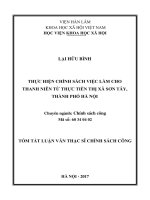 Thực hiện chính sách việc làm cho thanh niên từ thực tiễn thị xã sơn tây, thành phố hà nội (tt)