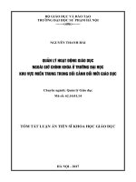 Quản lý hoạt động giáo dục ngoài giờ chính khóa ở trường đại học khu vực miền trung trong bối cảnh đổi mới giáo dục (tt) 