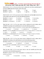 Đề thi thử THPT Quốc gia năm 2017 môn Tiếng Anh  Đề 6 