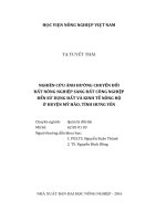 nghiên cứu ảnh hưởng chuyển đổi  đất nông nghiệp sang đất công nghiệp  đến sử dụng đất và kinh tế nông hộ  ở huyện mỹ hào, tỉnh hưng yên 