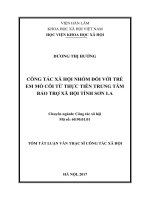 Công tác xã hội nhóm đối với trẻ em mồ côi từ thực tiễn trung tâm bảo trợ xã hội tỉnh sơn la (tt)