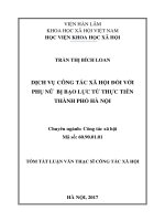 Dịch vụ công tác xã hội đối với phụ nữ bị bạo lực từ thực tiễn của thành phố hà nội (tt)