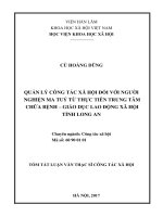 Quản lý công tác xã hội đối với người nghiện ma túy từ thực tiễn trung tâm chữa bệnh – giáo dục lao động xã hội tỉnh long an (tóm tắt)