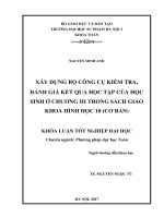 Xây dựng bộ công cụ kiểm tra, đánh giá kết quả học tập của học sinh ở chương III trong sách giáo khoa hình học 10 (cơ bản)