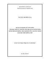 QUẢN LÍ GIÁO DỤC KỸ NĂNG SỐNG  CHO HỌC SINH CÁC TRƯỜNG TIỂU HỌC QUẬN DƯƠNG KINH, THÀNH PHỐ HẢI PHÒNG THEO ĐỊNH HƯỚNG CHƯƠNG TRÌNH GIÁO DỤC PHỔ THÔNG MỚI