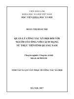 Quản lý công tác xã hội đối với người có công với cách mạng từ thực tiễntỉnh Quảng Nam (tt)