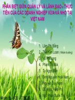 PHÂN BIỆT GIỮA QUẢN LÝ VÀ LÃNH ĐẠO  THỰC TIỄN CỦA CÁC DOANH NGHIỆP VỪA VÀ NHỎ TẠI VIỆT NAM