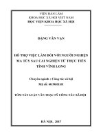 Hỗ trợ việc làm đối với người nghiện ma túy sau cai nghiện từ thực tiễn tỉnh vĩnh long (tt)