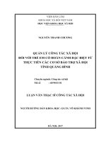 Quản lý công tác xã hội đối với trẻ em có hoàn cảnh đặc biệt từ thực tiễn các cơ sở bảo trợ xã hội tỉnh quảng bình 