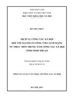 Dịch vụ công tác xã hội đối với người có công với cách mạng từ thực tiễn Trung tâm công tác xã hội tỉnh Ninh Thuận (tt)