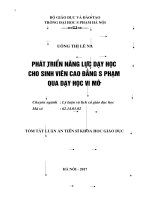 Phát triển năng lực dạy học cho sinh viên cao đẳng sư phạm qua dạy học vi mô (tt) 