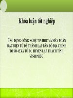 ỨNG DỤNG CÔNG NGHỆ TIN học và máy TOÀN đạc điện tử để THÀNH lập bản đồ địa CHÍNH tờ số 42 xã tử DU HUYỆN lập THẠCH TỈNH