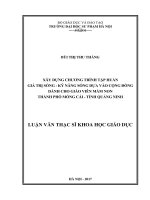 Xây dựng chương trình tập huấn giá trị sống   kỹ năng sống dựa vào cộng đồng dành cho giáo viên mầm non thành phố móng cái, tỉnh quảng ninh 