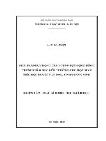 Biện pháp huy động các nguồn lực cộng đồng trong giáo dục môi trường cho học sinh tiểu học huyện vân đồn, tỉnh quảng ninh 