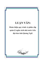 Hoàn thiện quy trình và phân cấp quản lý ngân sách nhà nước trên địa bàn tỉnh quảng ngãi