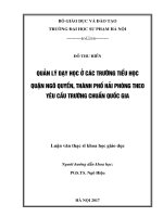 Quản lý dạy học ở các trường tiểu học quận Ngô Quyền , thành phố Hải Phòng theo yêu cầu trường chuẩn Quốc Gia
