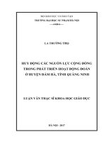 Huy động các nguồn lực cộng đồng trong phát triển hoạt động đoàn ở huyện đầm hà, tỉnh quảng ninh 