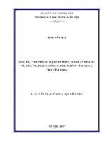 Giáo dục cho những người đã hoàn thành án hình sự tái hòa nhập cộng đồng tại thành phố Vĩnh Long, tỉnh Vĩnh Long