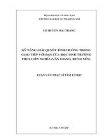 Kỹ năng giải quyết tình huống trong giao tiếp với bạn của học sinh trường Trung học cơ sở Liên Nghĩa (huyện Văn Giang, tỉnh Hưng Yên)