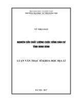 Nghiên cứu chất lượng cuộc sống dân cư tỉnh Ninh Bình
