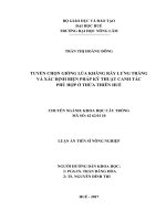 Tuyển chọn giống lúa kháng rầy lưng trắng và xác định các biện pháp kỹ thuật canh tác phù hợp ở thừa thiên huế 