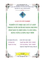 nghiên cứu hiệu quả xử lý asen trong nước dưới đất bằng phương pháp keo tụ điện hóa và oxy hóa bằng năng lượng mặt trời 