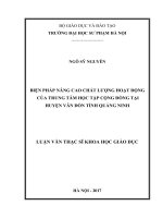 Biện pháp nâng cao chất lượng hoạt động của trung tâm học tập cộng đồng tại huyện vân đồn tỉnh quảng ninh 