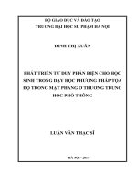 Phát triển tư duy phản biện cho học sinh trong dạy học phương pháp tọa độ trong mặt phẳng ở trường THPT 