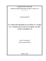 Tư tưởng Hồ Chí Minh về gia đình và ý nghĩa của nó đối với xây dựng gia đình văn hóa ở Việt Nam hiện nay