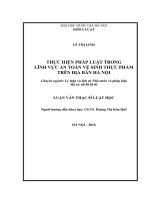 Thực hiện pháp luật trong lĩnh vực an toàn vệ sinh thực phẩm trên địa bàn Hà Nội