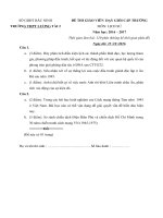 Đề thi giáo viên dạy giỏi môn Lịch sử trường THPT Lương Tài 2, Bắc Ninh năm học 2016  2017