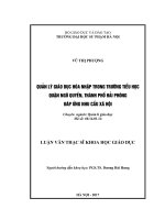 Quản lý giáo dục hòa nhập của hiệu trưởng trường tiểu học quận ngô quyền, thành phố hải phòng 