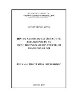 Hỗ trợ xã hội cho gia đình có trẻ rối loạn phổ tự kỷ ở các trường mầm non thực hành thành phố hà nội 